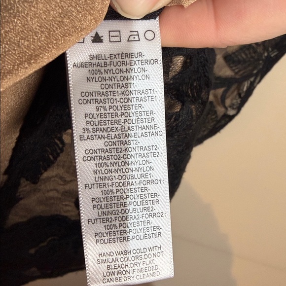 Dress the Population aspen Black Floral Lace Overlay Midi Dress with Tan Base - Picture 5 of 8